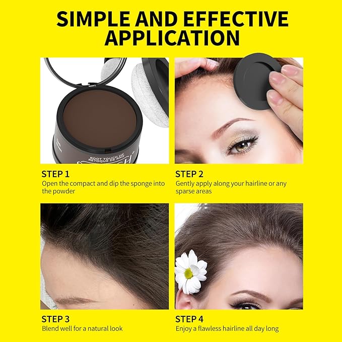 Sevich Hairline Powder - Root Touch Up Instantly Hair Color for Thinning Gray Coverage - Bald Spot Concealing Hair Powder for Women & Men - 48Hour Waterproof & Sweatproof - Brown