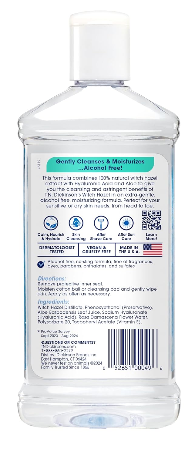 T.N. Dickinson's Witch Hazel Alcohol-Free Moisturizing Astringent, Made with 100% Natural Witch Hazel 16 oz (Pack of 2)