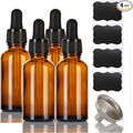 1 oz Amber Glass Dropper Bottles,4 Pack 30ml Empty Reusable Leak Proof Thick Tincture Bottles for Essential Oils,Hair Oil,Liquids,Laboratory,Pharmacist Bottle,Massage,Perfumery Aromatherapy