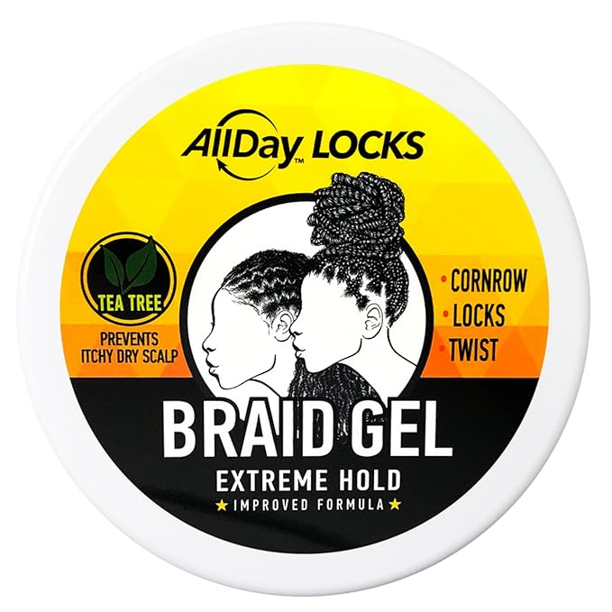 AllDay Locks Braid Gel (15 oz) | Extreme Hold, High Shine | Frizz & Flake-Free Edge Control | Tea Tree, Lavender, Peppermint Oil | Slick & Style Braids, Locks, Twists, Cornrows | 15 oz