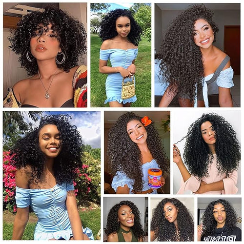30 Inch Human Hair Bundles Natural Black Kinky Curly Bundles Brazilian Virgin Remy Hair Extensions Niegmeag Double Weft Color 1B Kinky Curly Bundle Hair Weave 100g
