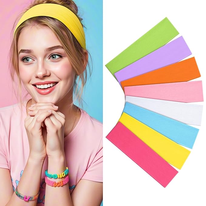 8Pcs Headbands for Women Girls Valentines Day Gifts, Stretchy Soft Neon Head Bands GiftSet Woman Gift for Her Fashion Hair Accessories hairband Galentines Gifts Christmas Easter Basket Stuffers