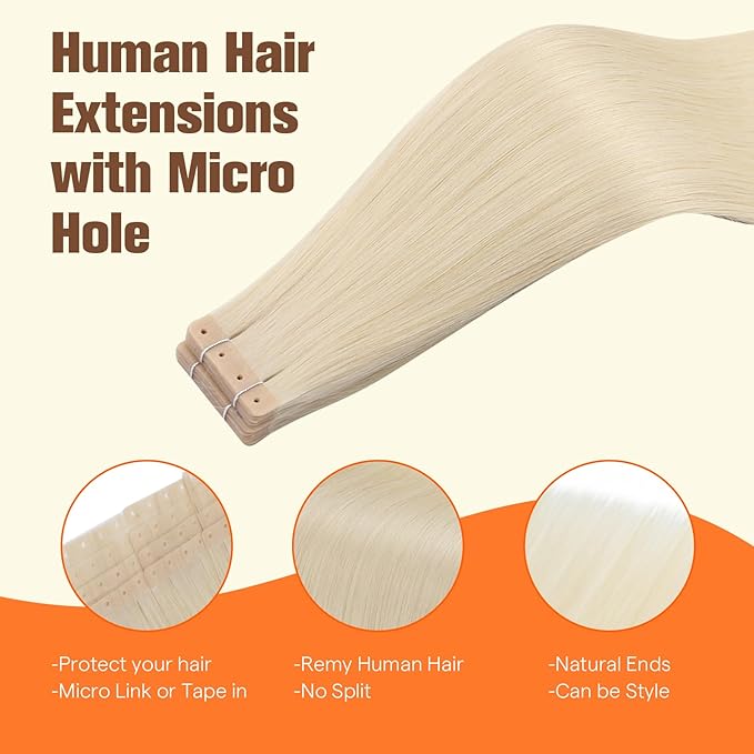 Full Shine Blonde Tape in Human Hair Extensions 22INCH Color 60 Bleach Blonde 50G 20Pcs Tape in Extensions Soft Remy Hair Extensions Real Human Hair Straight Invisible Seamless