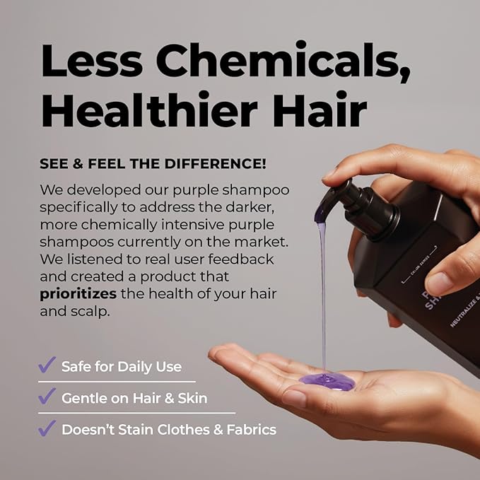 Purple Shampoo and Conditioner for Blonde Hair Women & Men – Blonde & Silver Hair Toning – Anti-Brass Sulfate Free Shampoo and Conditioner 17oz