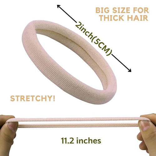 60 Pcs 2 Inch Blonde No Damage Hair Ties for Women Thick Hair, Large Soft Seamless Nylon Fabric Elastic Ponytail Holders Bands for Women