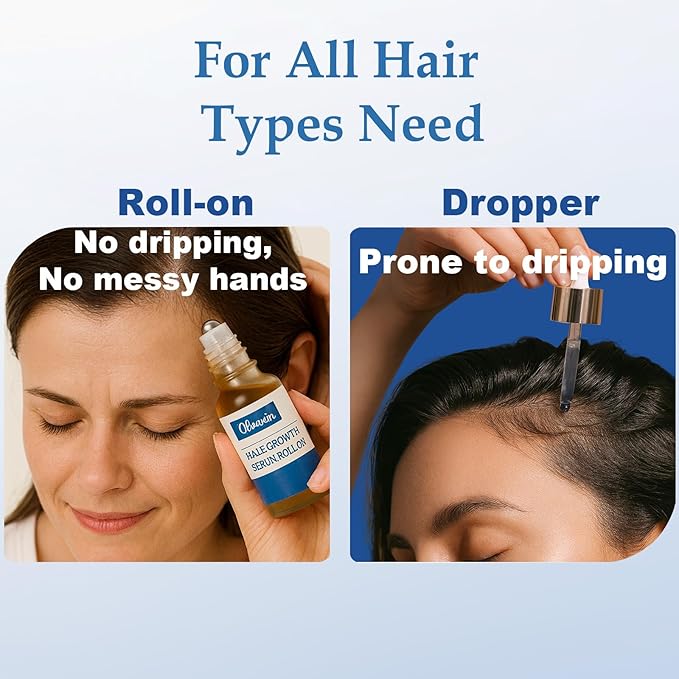 Rosemary Hair Serum Roll-On 50ml with a Botanical Care Complex | No-Rinse, Fast-Absorbing | Fuller Hair for All Hair Types | Non-Greasy Hair & Scalp Care for Men & Women