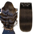 XDhair Clip in Hair Extensions Real Human Hair20 Inch 120g Dark Brown Clip in Hair Extensions Straight Human Hair for Women 6 Pcs #2 20 Inch