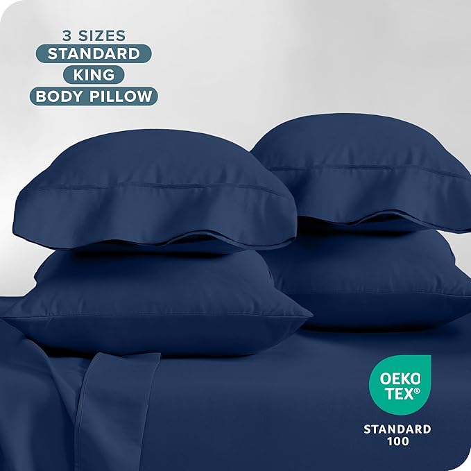Bare Home Microfiber King Size Pillowcases - Dark Blue, 4 Pack, 20x40