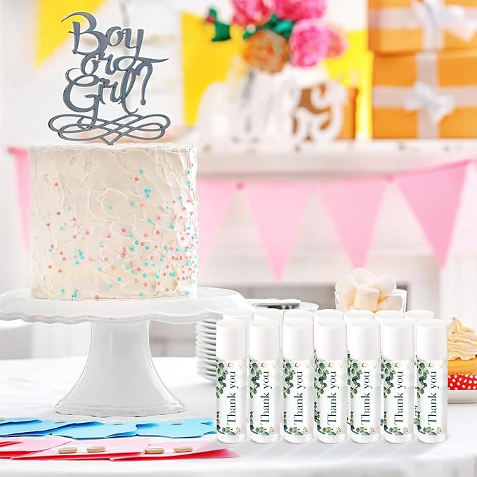 Demissle 40 Pcs Lip Balms with Jasmine Scent and Green Leaves - Moisturizing Gift for Wedding, Baby Shower, Gender Reveal Party