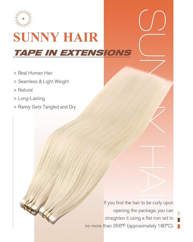 Sunny Hair Blonde Tape in Hair Extensions Human Hair, 26 inch Long Tape in Extensions Remy Tape ins Human Hair Extensions for Women 50g 20Pcs