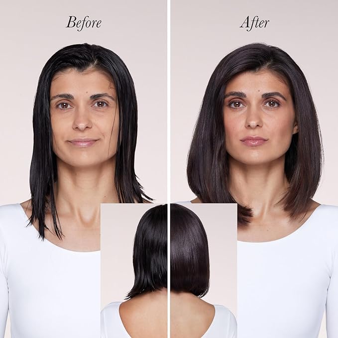 L'ANGE HAIR Le Volume Elevé 65MM 2-in-1 Titanium Brush Dryer | Dry and Style | Unique Teardrop Shape Barrel | 3 Heat Settings | 360° Vented Airflow | Ionic Technology for Frizz-Free Styling (Black)