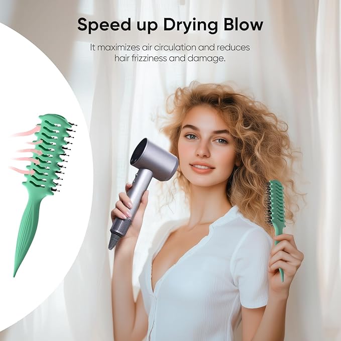 AM8:00 Curl Defining Brush for Shaping & Separating Curly Hair and Adding Volume,Vented Hairbrush for Blow Drying,for Women and Men
