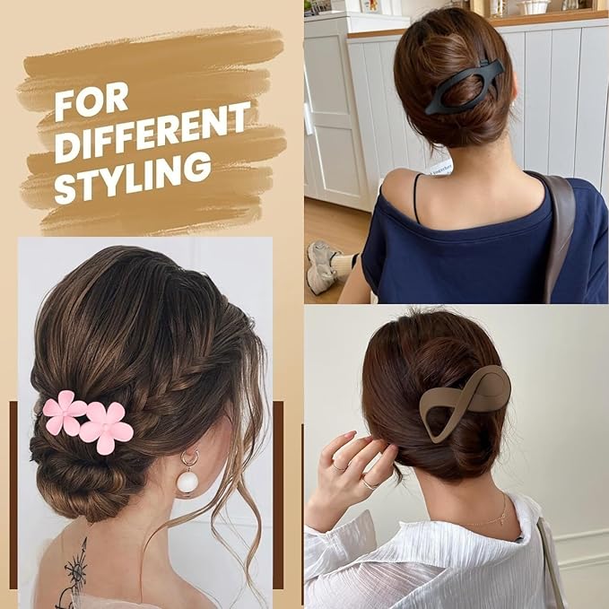 10 Pcs Flat Hair Clips for Women, Lay Flat Claw Clips French Glossy Claw Clips for Thick & Thin Hair No-Slip Hair Claw Strong Hold Barrettes Hair Clamps for Women