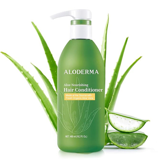 Aloderma Aloe Nourishing Hair Conditioner Made with Fresh Organic Aloe Vera for Dry, Damaged Hair - Deeply Hydrates and Nourishes Hair and Scalp, Leaving it Soft & Refreshed - Crambe Seed Oil - 16oz