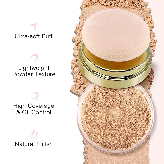 Boobeen Setting Powder, Lightweight Oil Control Loose Setting Powder, Full Coverage Finishing Powder For a Matte Flawless Look, Pressed Face Powder Makeup to Reduce Shine, Long Lasting