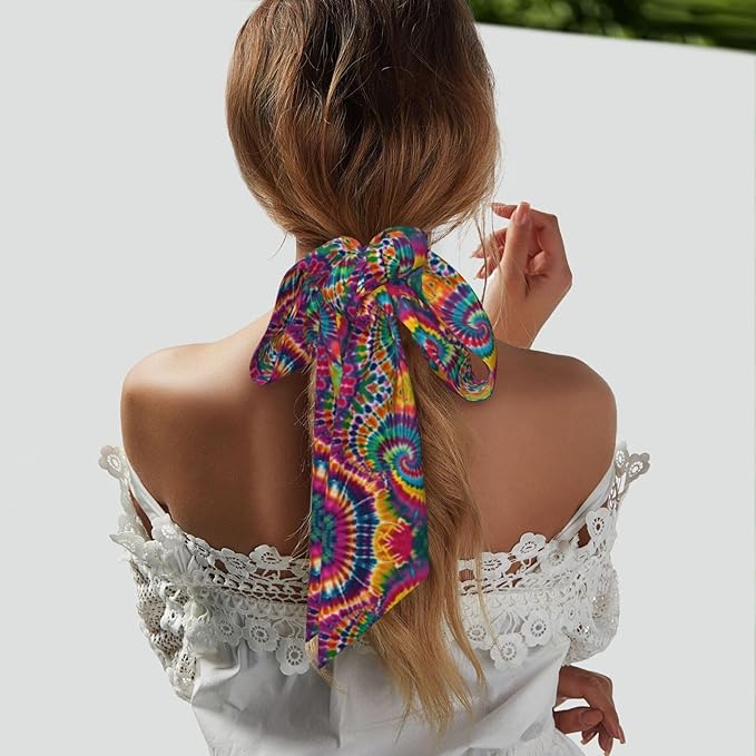 Headband Hair Band for Women Girls Lady, Lovely Colorful Spiral Tie Dye Art Neck Scarf Yoga Athletic Spa Sweat Band Headbands Adjustable Head Wrap Head Decor