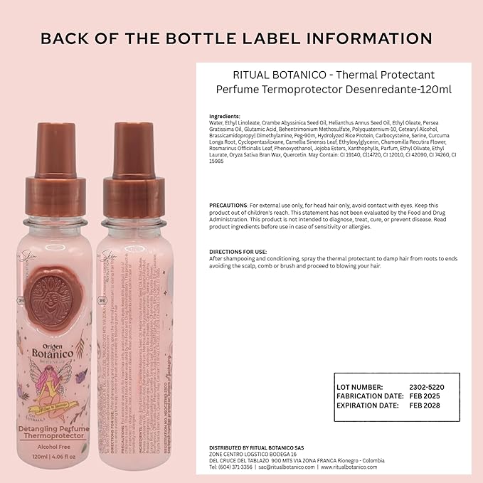 Ritual Botánico Keratina Orgánica | Treatment to Straighten, Repair and Relax Hair | Natural, Organic & Vegan | Product of Colombia | Perfume Termoprotector, 120ml/4.05 Fl Oz (2 Count)