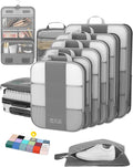 10 Set Compression Packing Cubes for Travel Essentials,Compressible Expandable Packing Cubes for Suitcase,OlarHike Luggage Organizer Bags for Travel,Handy Helper for Organizing Clothes(Gray)