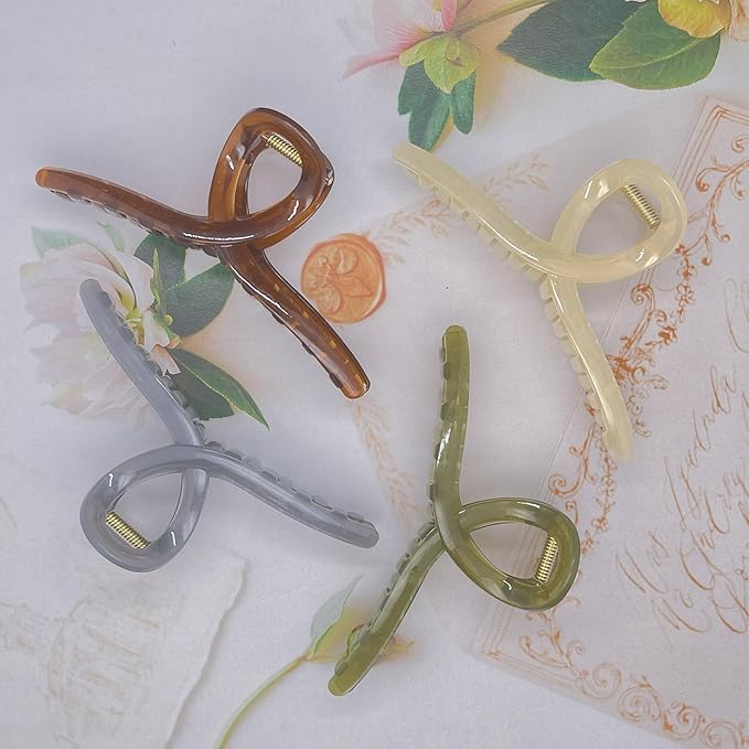 Big Hair Claw Clips 4-Pack 5.9‘ Non-Slip Hair for Women and Girls with Long, Thick Hair Jelly & Matte Clips (Jelly-C 4pcs 5.9")