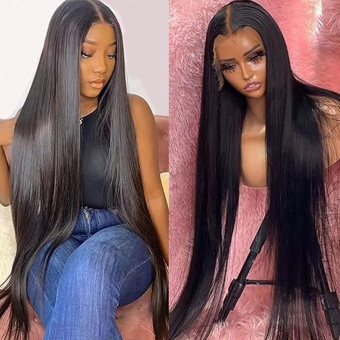 Lemoda Full 13x6 SKINLIKE Real HD Lace Frontal Wigs 28Inch 15A Brazilian Straight Virgin Human Hair Lace Frontal Wigs 200% Invisible 0.1mm Ultra-thin Frayed Ends Lace Front Wig Pre Plucked Tiny Knots