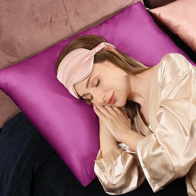 Adubor 100% Silk Pillowcase - Mulberry Silk Pillow Cases, 23 Momme 6A Grade Fibers, Silk Pillow Case for Hair and Skin Health, with Hidden Zipper (Queen 20''x30'', Dark Purple, 1PC)