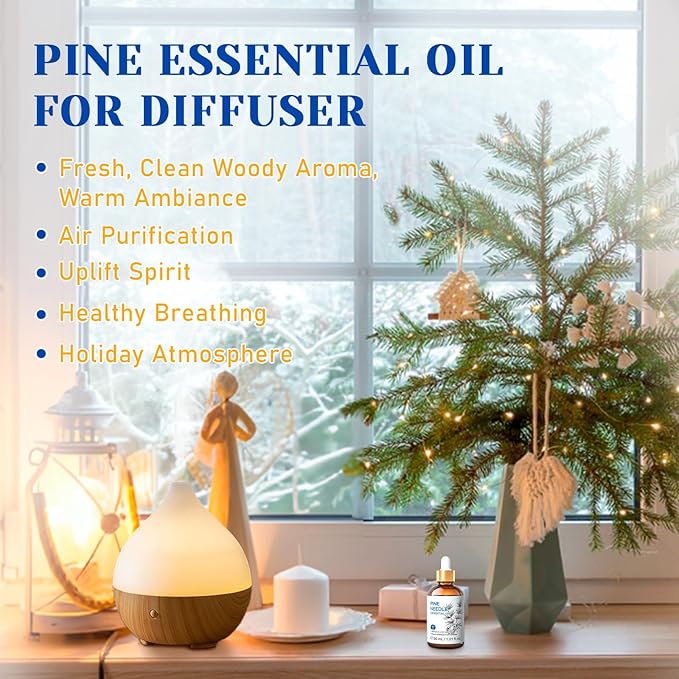 HIQILI Pine Needle Essential Oil, Strong Fresh Woody Fragrance for Better Breath Used with Aromatherapy Diffuser, Soap Candle Making Scent, DIY Perfume, Beard Shave and Cleaning Spray - 30ml