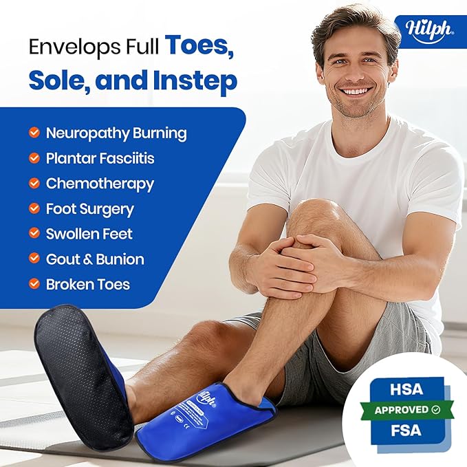 Hilph XL Foot Ice Pack Slippers for Foot Surgery, 2 Packs Extra Large Hot Cold Packs Gel Ice Slippers for Big Feet, Sever Swelling, Bunion Surgery, Plantar Fasciitis, Neuropathy, Gout