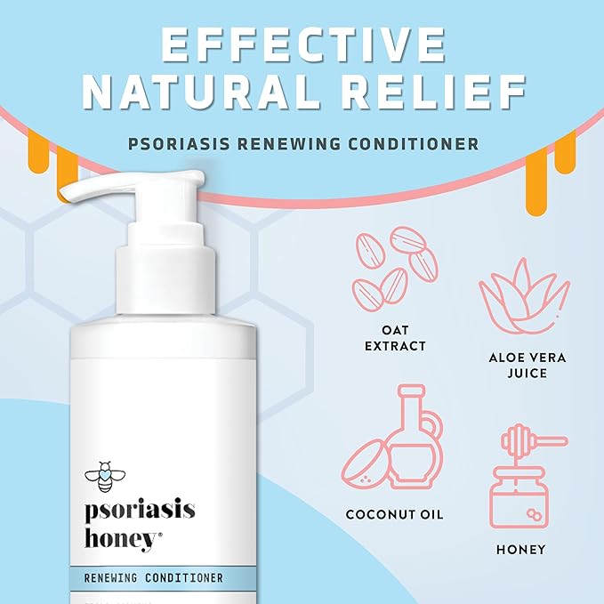 PSORIASIS HONEY Renewing Conditioner - Dry Scalp Treatment - Psoriasis Cream for Dry Hair - Coconut Oil Hair Moisturizer Helps Relieve Symptoms of Eczema, Dandruff, Dermatitis & More (8oz)