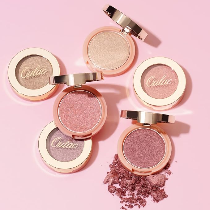 Oulac Shimmer Blush Cheek| 2 in 1 Powdery Blush & Highlighter | Pigmented&Blendable | Shape & Highlight Face| Vegan & Cruelty-Free | 4.8g F01 Love Attraction