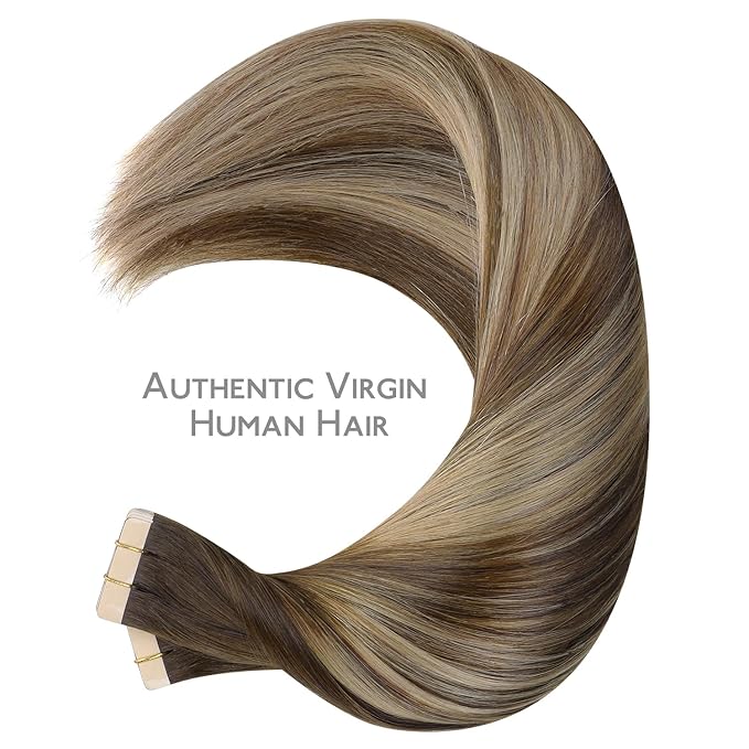 Wennalife Tape in Hair Extensions Human Hair, 40pcs 100g 22 inch Balayage Chocolate Brown to Honey Blonde Hair Extensions Real Human Hair Straight Tape in Extensions Reusable Real Hair Extensions