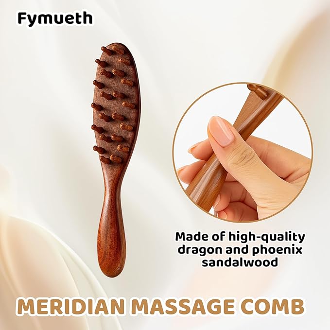 Loc Brush for Dreads, 2 Pack Golden Sandalwood Scalp Massager Comb, Handheld Locs Brush for Gentle Styling and Relaxing Head Massage, Ergonomic Handle for Easy Control