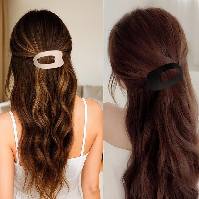 Women Flat Hair Claw Clips, Large Matte Non-Slip Hair Clips, 4-Pack Strong Styling and Hold Suitable for Thick Hair, Women Hair Accessories, Duckbill Shaped Hair Clips