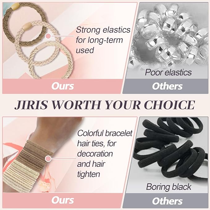 JIIRS 20PCS Boho Hair Ties,Elastic Bracelets,Elastic Hair Ties, Hair Bands For Ponytails,Ponytail Holder for Thick or Thin Hair,Boho Hair Bracelets No-Damage For Daily Life, Sport, Working(Set4)