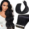 Laavoo Hair Tape in Extensions Jet Black Tape in Hair Extensions Human Hair Invisible Tapes on Extensions Real Human Hair 14inch 80g 20pcs