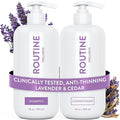 Routine Wellness Anti-Thinning Shampoo and Conditioner Set for Thinning Hair - Biotin DHT Blocker Women & Men - Color Safe Shampoo for Hair Loss & Healthier Hair - Lavender & Cedar (Pack of 2)