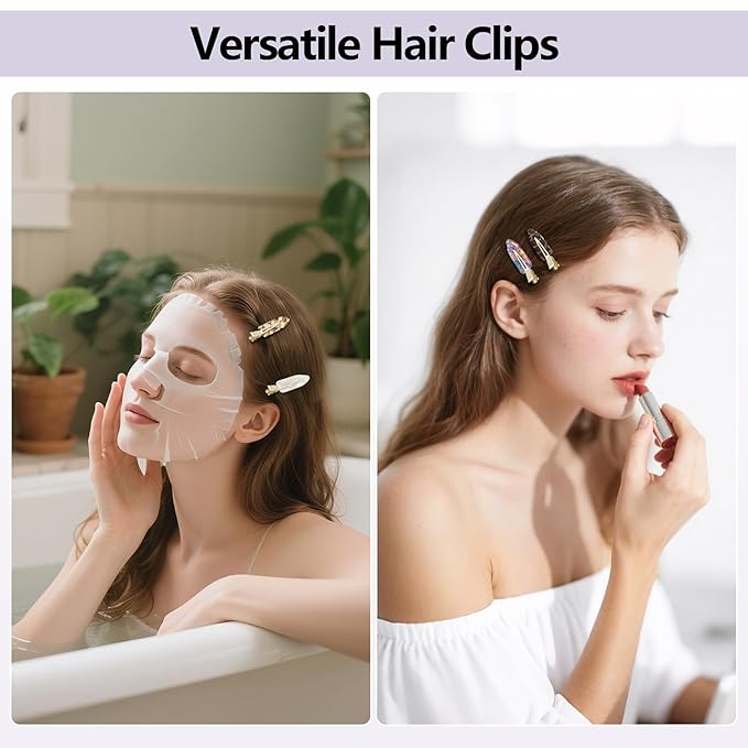 8 Pcs No bend Hair Clips No Crease Makeup Duckbill Clip No Dent Creaseless Flat Alligator Hair Barrettes for Salon Hairstyle Women Girls Accessories Cellulose Acetate(Leopard03)