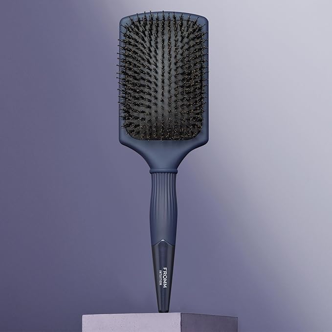 Fromm Intuition Glosser Smooth & Glossy Boar Bristle Paddle Brush, Detangles, Smoothes, and Massages Scalp to Distribute Oils for Shiny Healthy Hair, Navy Blue