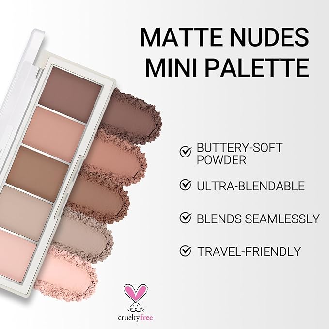 Erinde 5 Colors Matte Eyeshadow Palette Makeup, Natural Classic Nude Neutral Nude Brown Eye Shadow, Long Wearing Waterproof Everyday Eye Makeup for Brown Eyes, Off White Beige, Light to Dark Brown, 01