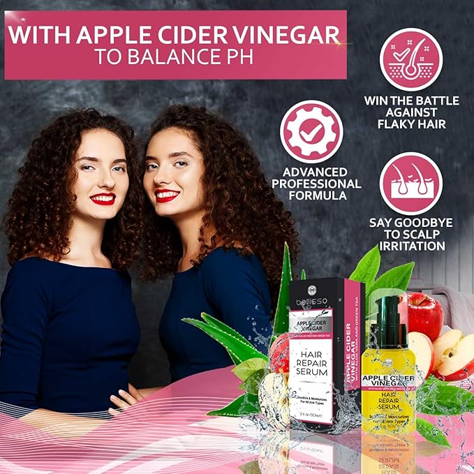 Apple Cider Vinegar Hair Serum Oil - Anti Frizz Styling Product to Stop Flaky and Itchy Scalp - Repair Treatment for Dry and Damaged Hair - Intense Moisturizer for Women and Men – For All Hair Types