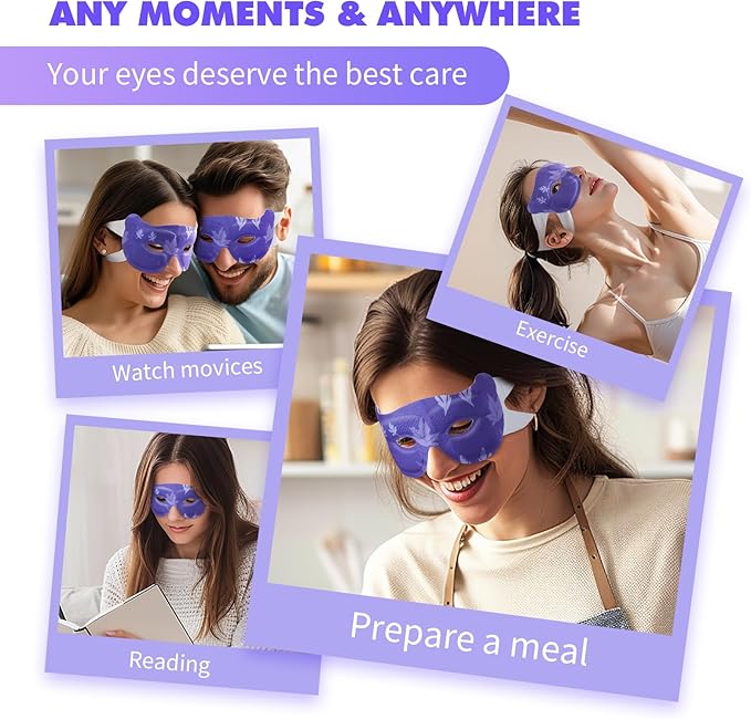 18 Packs Lavender Steam Eye Masks for Dry Eyes 40 Mins Warm Eye Mask Heated Eye Mask Reduce Puffiness Dark Circles Travel Essentials Eye Masks for Sleep Disposable(Lavender,Hollow)
