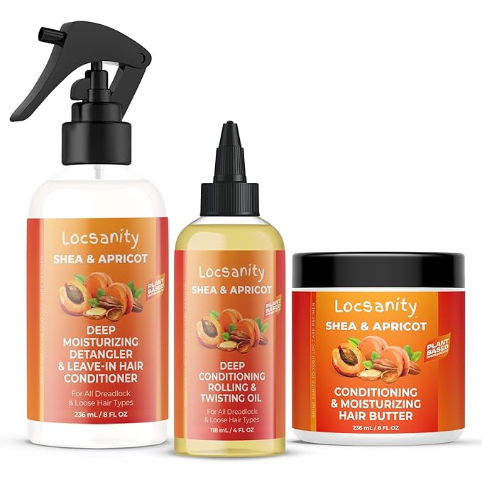 Locsanity Shea & Apricot Loose, Natural, Conditioning and Moisturizing Hair Butter - Strength & Growth Formula LOC (Leave in, Oil, Cream)