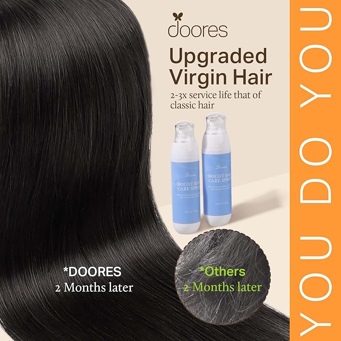 DOORES Seamless Clip-in Real Human Hair Extensions, Natural Black 20 Inch 110g 7pcs, Remy Hair Extensions Straight Invisi Edge Weft