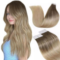 LaaVoo Hair Extensions Tape in Human Hair Balayage Tape in Hair Extensions Real Human Hair Tapes on Extensions Brown to Ash Blonde 16inch 20pcs/50g