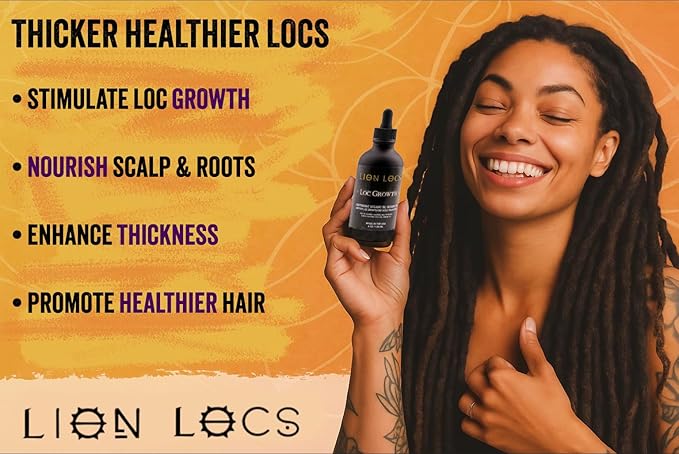 Lion Hair Growth Oil and Scalp Relaxer | Light Styling for Dreadlocks, Braidlocks, Braids, Faux Locs, Crochet Locs, Boho Locs, or Sisterlocks (4oz)
