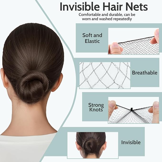 TsMADDTs Hair Pins Bobby Pins Kit with Bobby Pins Black for Women(1.37&2.36IN), Invisible Hair Nets for Ballet Bun(11.81&19.86IN), Dance Accessories Set
