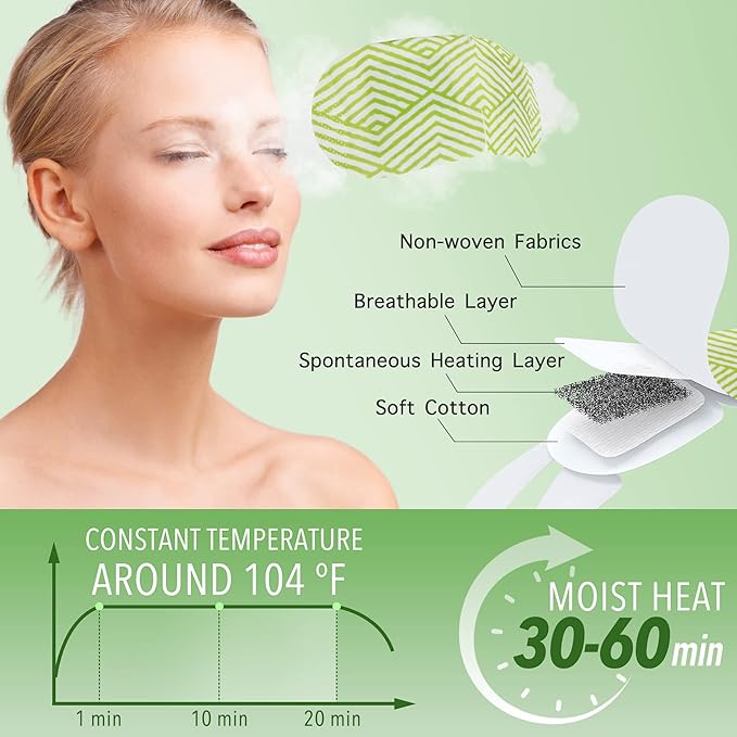 Steam Eye Masks, 20 Packs Heated Eye Mask for Dry Eyes, Puffy Eyes, Dark Circles, Disposable Moist Warm Eye Mask for Sleeping, Relief Eye Fatigue Hot Sleep Eye Mask, Unscented