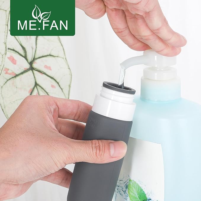 ME.FAN 4 Pack Blue Silicone TSA Approved 3oz Travel Size Containers, Travel Bottles for Toiletries, Shampoo, Lotion