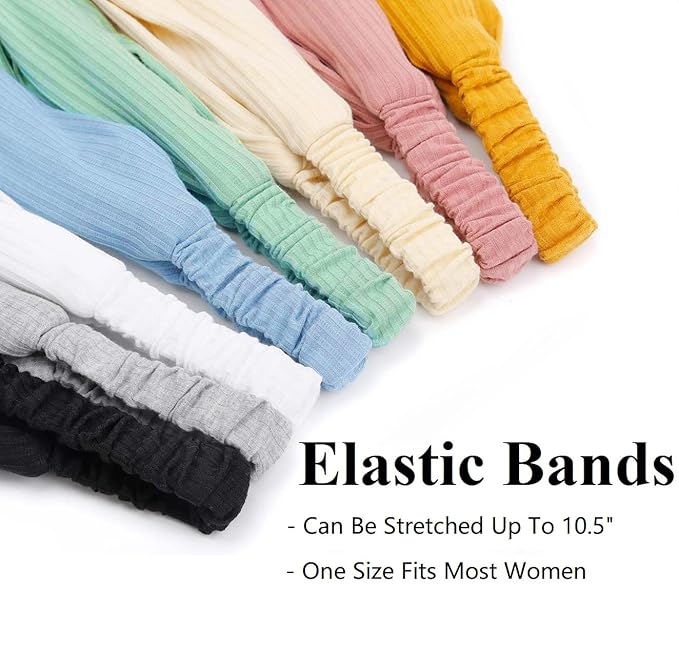 Huachi Boho Head Bands for Women Non Slip Twist Hairbands for Short Hair Fashion Summer Hair Accessories, Solid Color, 8Pcs