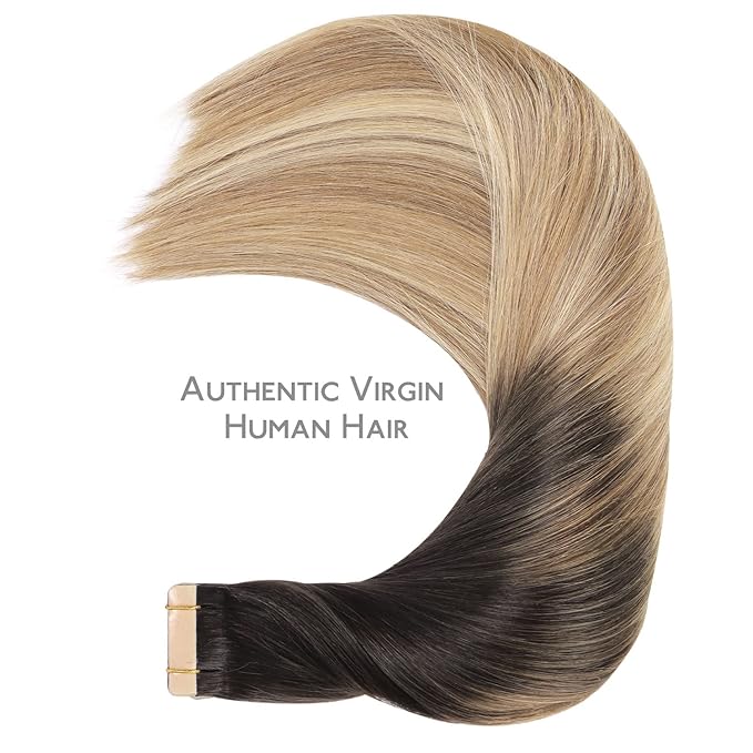 WENNALIFE Tape in Hair Extensions Human Hair, 20pcs 18 inch 50g Dark Brown to Chestnut Brown and Dirty Blonde Remy Tape Hair Extensions Real Human Hair Tape Extensions Coloured Hair Extensions