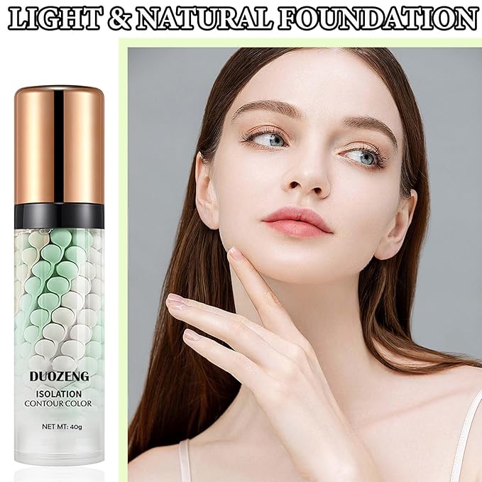 1 Pcs One Step Color Corrector,Natural Isolation Cream,Face Primer Makeup Tricolor Moisturizer,Oil Control & Moisturizing Skin Tone Correcting Primer Concealer Foundation Set B